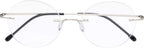 CessBlu Rimless Reading Glasses Round Readers for Men Women (Silver) +0.5