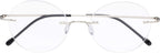 CessBlu Rimless Reading Glasses Round Readers for Men Women (Silver) +1.25
