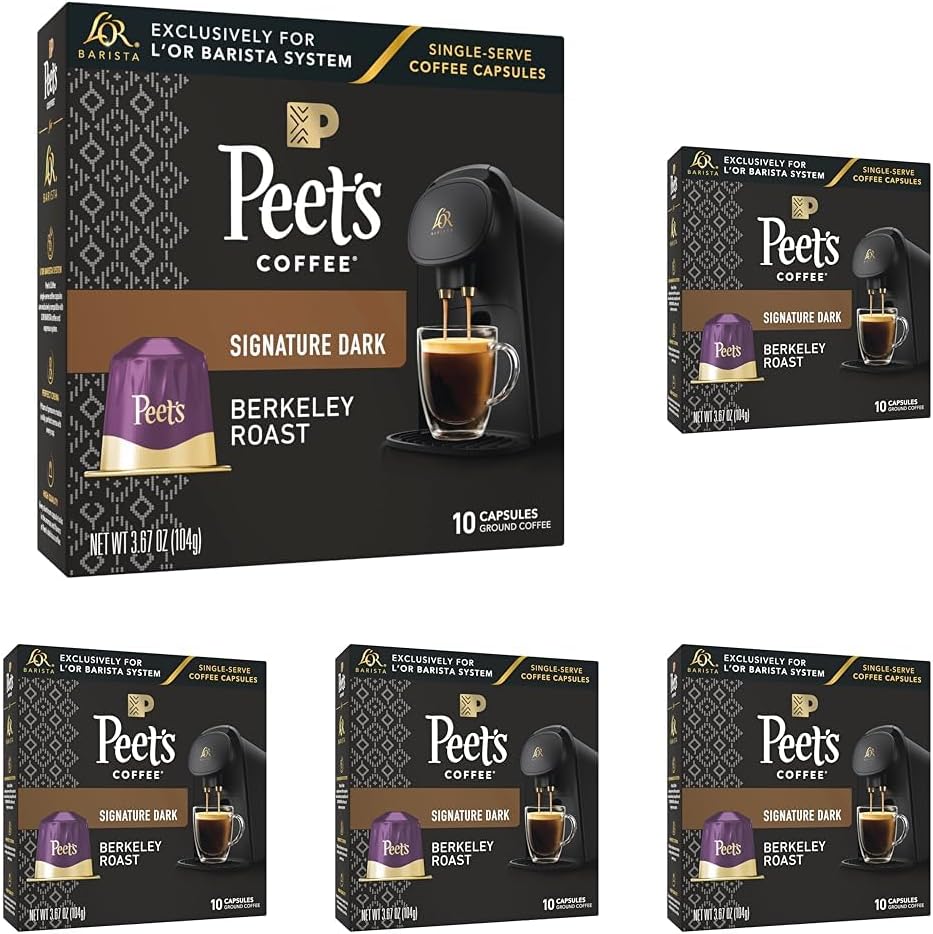 L'OR Barista Coffee Pods, 50 Count Peet's Berkeley, Single-Serve Aluminum Capsules Compatible with the L'OR BARISTA System& *Nespresso Original Machines, 50 Count (Pack of 5)