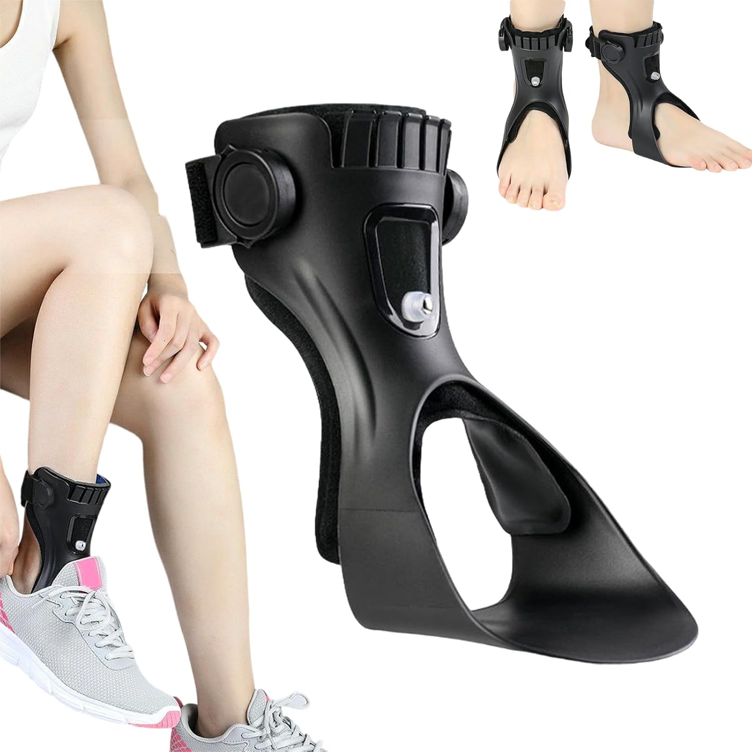 Drop Foot Brace, Foot Drop Stabilizers Brace, Adjustable Ankle Foots Orthosis Support with Inflatable Air-bags, Lightweight Ankle Braces Stabilizers for Varus Correction, Improves Walking Gait,Right L