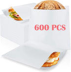 600 Pack Paper Sandwich Bags, 9 x 9 Inch Kraft Wax Paper Bags, White Paper Treat Bag, Breakfast Papers Bag, Greaseproof Snack Bag for Bakery, Cookies, Snacks, Sandwiches