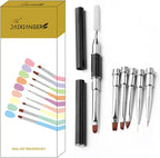 7-in-1 Nail Art Brush Set - Dual-Ended Stainless Steel Nail Tool with Spatula & Replaceable Brush Heads, Professional Acrylic & Gel Nail Brushes for Carving, Liner, Detail & Salon Manicure