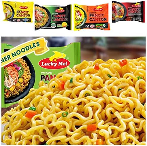 Lucky Me Pancit Canton Variety Bundle- 2 Original Flavor, 2 Chili Mansi, 2 Kalamansi, 2 Sweet and Spicy, and 2 Extra Hot Chili- Total of 10 Packs