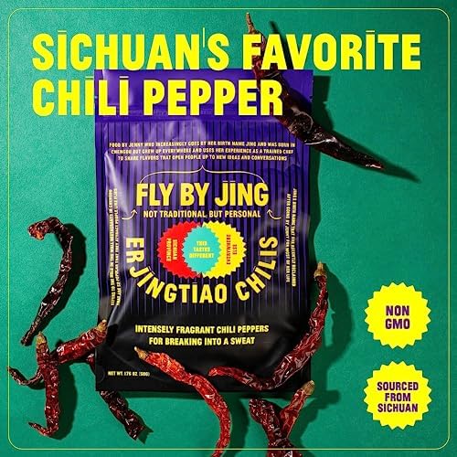 FLYBYJING Erjingtiao Chili, Dried Spicy Chili Pepper Sourced from Sichuan, Fruity and Intensely Fragrant, Balanced with Mild Spice, Perfect for Homemade Oils, Marinades and Sauces (50g)