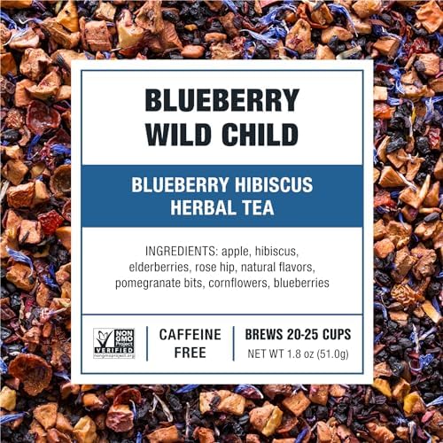 Tiesta Tea Blueberry Wild Child, Mother's Day Loose Leaf, Blueberry Hibiscus Herbal Tea, Premium Non-Caffeinated Fruit Blend, Make Hot or Iced & Brews Up to 25 Cups, 1.8 Ounce Resealable Pouch