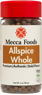 Whole Allspice Berries – Premium Grade Pimento Spice, Non-GMO, Ideal for Baking, Pickling & Jamaican Jerk Recipes – 3 oz PET Jar by Mecca Foods