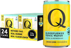 Q ELDERFLOWER TONIC WATER with Real Quinine & Organic Agave - Cocktails & Mocktails - Made with Real Ingredients, Perfectly Carbonated, & Less Sweet - 45 Calories per Can - 7.5 Fl oz (Pack of 24)