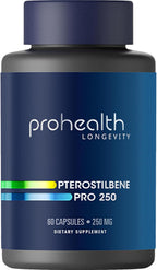 Pterostilbene Supplement (250mg, 60 Capsules) | Clinically Proven, Third-Party Tested Antioxidant for Heart & Brain Health | Activates Longevity Genes
