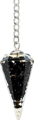 Black Tourmaline Pendulum – Orgone Crystal Pendulum – Dowsing Pendulum for Divination, Meditation, Chakra Healing – Natural Gemstone Pendulum