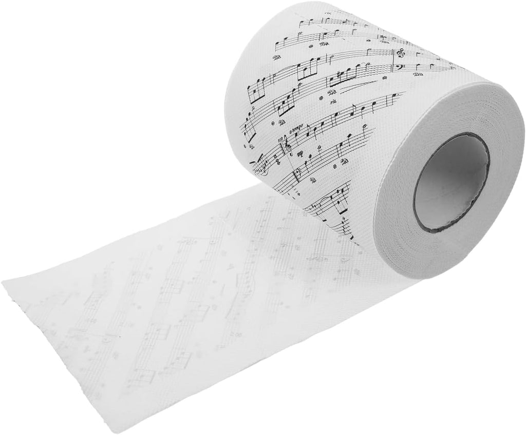 Music Notes Toilet Paper Roll Soft 1-Pack Printed Tissue 3.93X3.93X0.03In Creative Musical Note Bathroom Decor Gift for Music Lovers