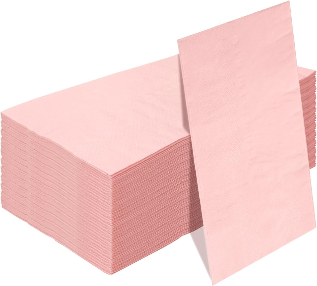 50 Pieces 3-ply Light Pink Paper Napkins 13 x 15.7 Inches Guest Towels Disposable Bathroom Paper Hand Towels for Bathroom Kitchen Wedding Birthday Party Disposable Napkins