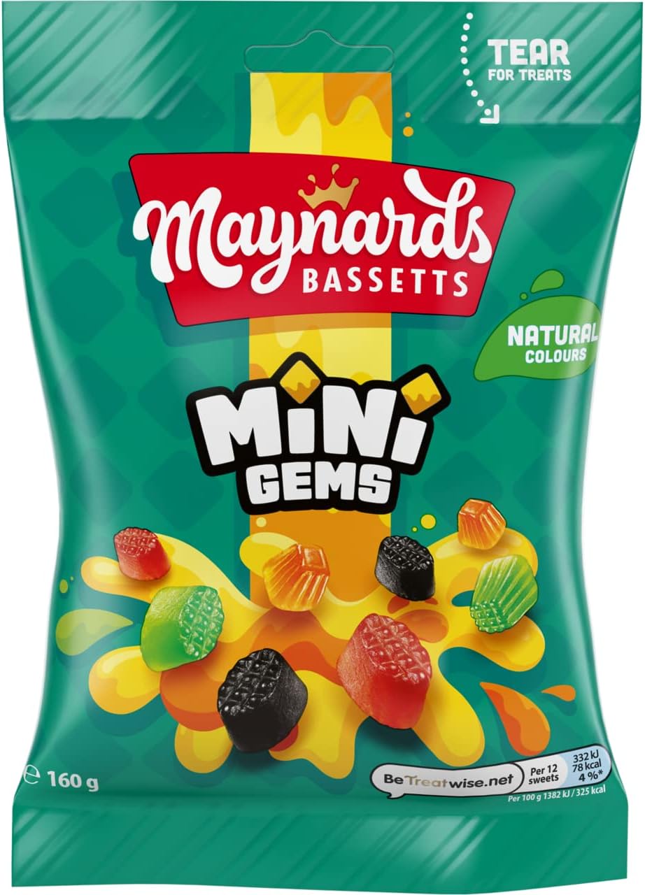 Maynards Bassetts Midget Gems Sweets Bag, 160g