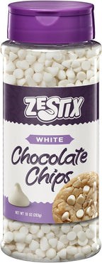 White Chocolate Chips for Baking 10oz – Premium Dairy Free Baking Chips in a Convenient Flip Top Bottle – Perfect for Cookies, Hot Chocolate, Desserts, Melting & Snacking – Zestix White Chocolate Chips