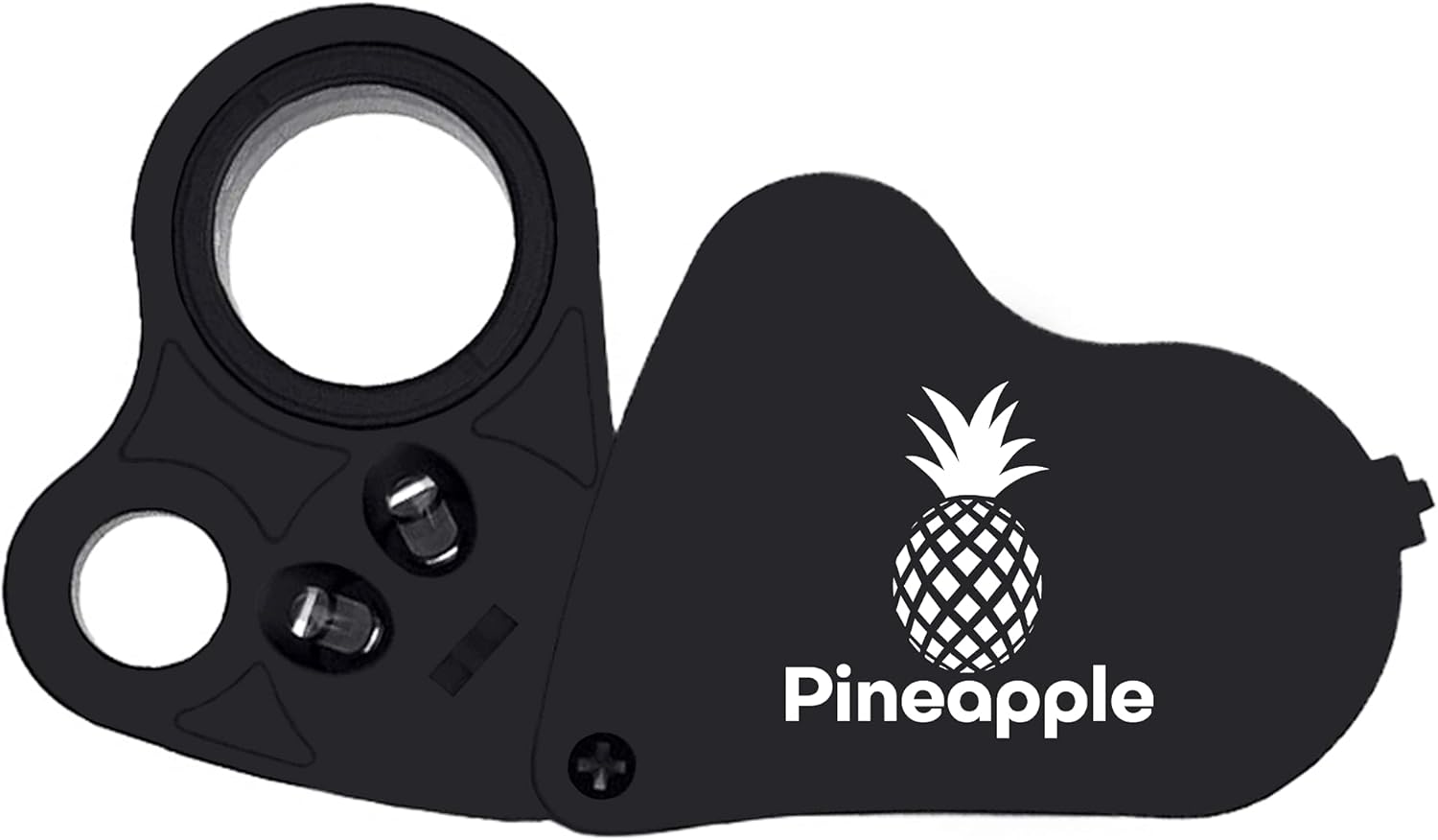 Pineapple 30X 60X Jewelers Loupe Magnifier with Light, Lighted Magnifying Glass Jewelry Loop, Pocket Magnifier for Coins, Jewelry, Plants, Currency, Diamonds, Stamps (Black)