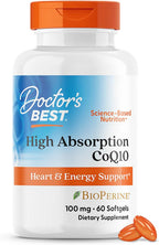 Doctor's Best High Absorption CoQ10 with BioPerine, Gluten Free Naturally Fermented, Heart Health & Energy Production, 100 mg, 60 SoFtgels