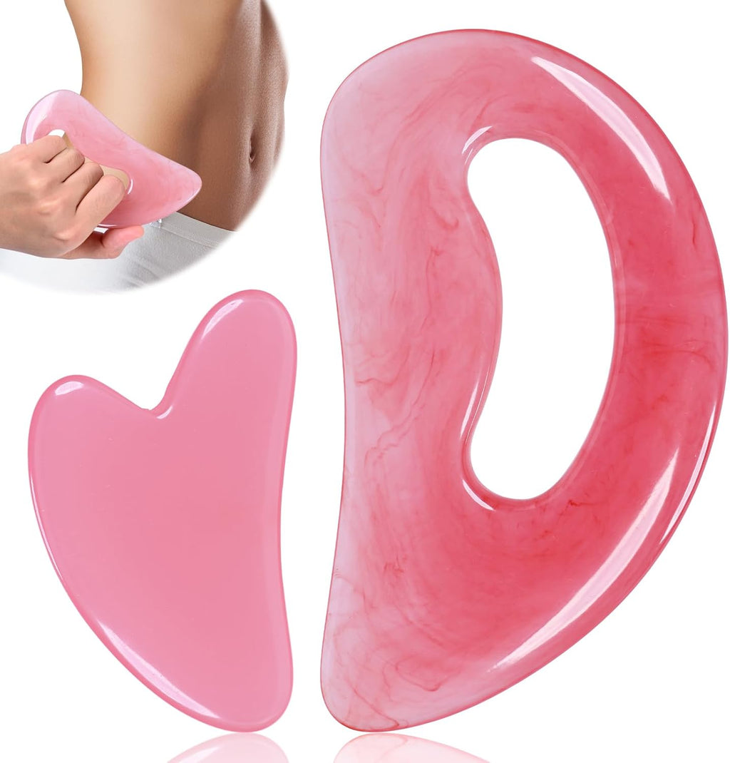 FDKJEJC Body Gua Sha Tool Cellulite Guasha Tool for Body Body Massage Tools (Natural Resin) Lymphatic Drainage Tool Guasha Tool for Face，Back, Legs, Women's Body Shaping Tools (Pink)