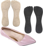 High Heel Inserts for Women - Adhesive Velvety Cushioning Insoles, Anti-Slip Gel Cushions for Pain Relief, Shoe Inserts for Dress Shoes, 2 Pairs, Beige+Black