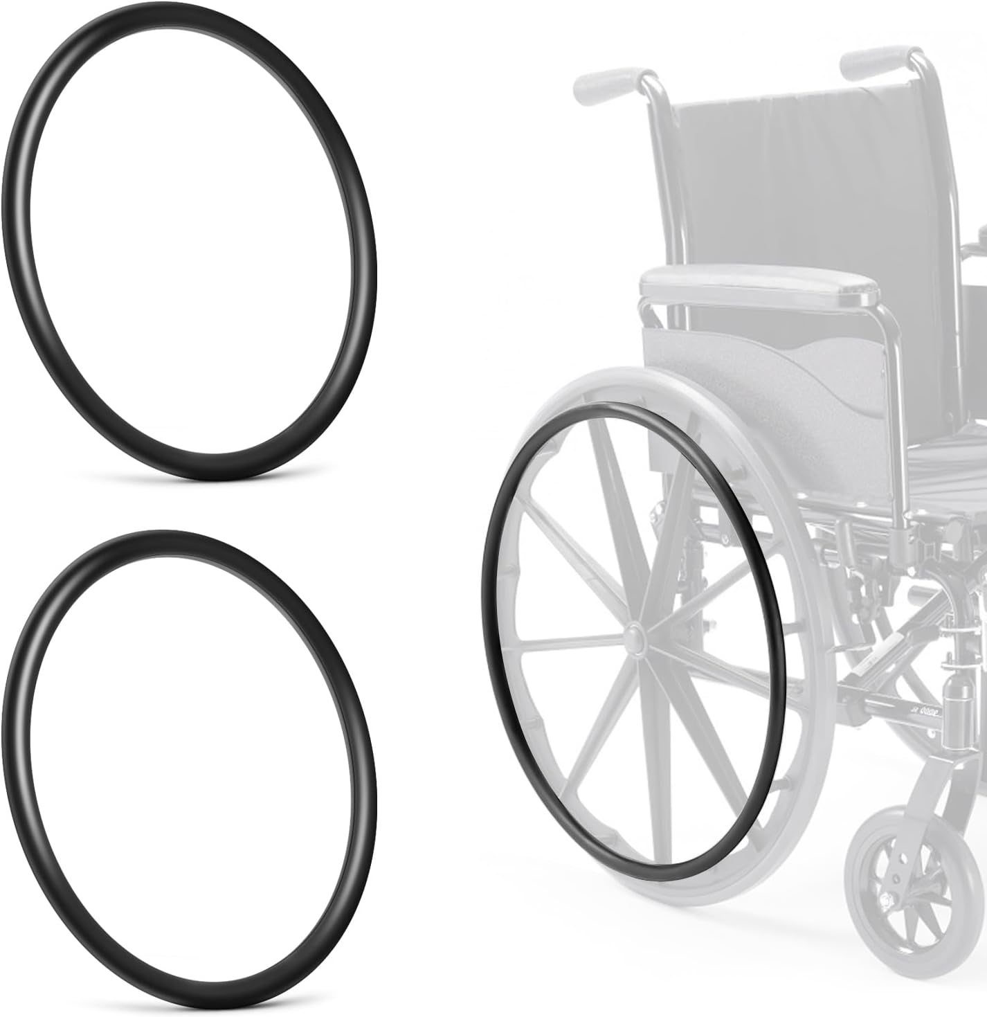 1 Pair Wheelchair Push Rim Covers for Invacare Wheelchair Accessories, Rear Wheel Grips Cover,Non-Slip Wear-Resistant Hand Push Cover Wheelchair(Black, 24 in)