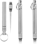 3 Pcs Portable Mini Titanium Toothpicks Holder, Stainless Steel Metal Toothpicks Reusable Toothpick Pocket Toothpick with Keychain for Picnic Camping Traveling Home Outdoor (Silver)