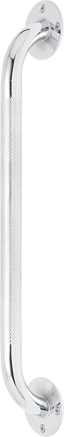 Medline Knurled Chrome 18” Grab Bar for Shower & Bathtub, Independence & Ease of Movement — for Elderly, Handicapped or Seniors, 300 lb. Capacity, 1 Bar