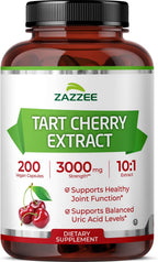 Zazzee Tart Cherry 10:1 Extract, 200 Vegan Capsules, 6+ Month Supply, Montmorency Cherry, Certified Kosher, Joint & Uric Acid Support, Antioxidant Support Formula, Non-GMO, Made in the USA