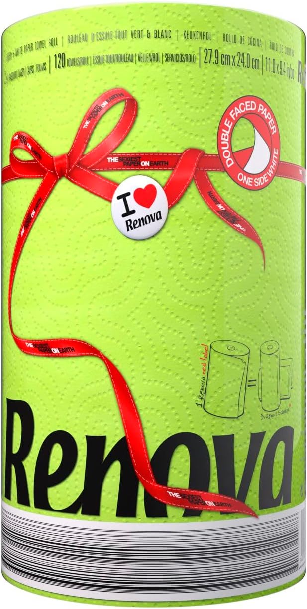 Renova Green Paper Towel Jumbo Roll 2 Ply 120 Highly Absorbent Sheets