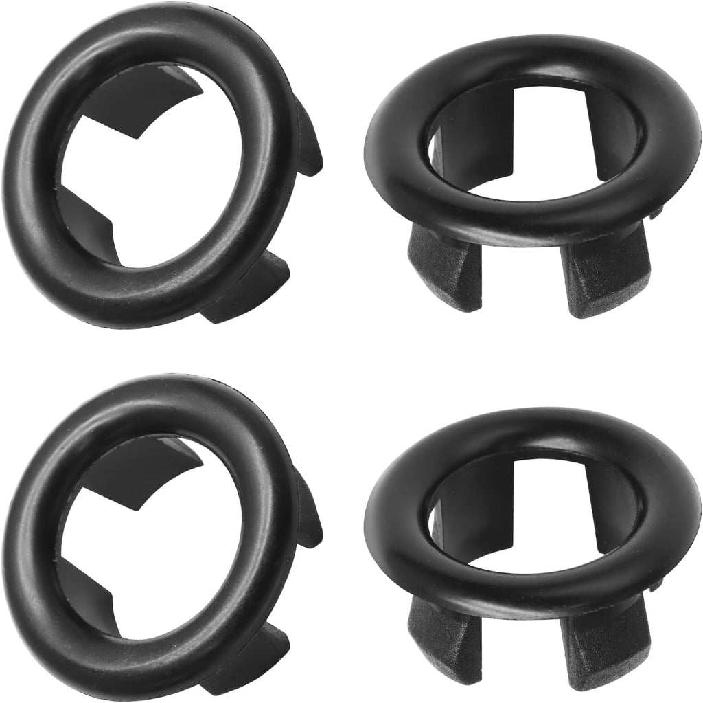 4 Pack Round Hole Trim Overflow Cover, Bathroom Basin Trim Ring Universal Fit Sink Hole Insert in Cap Hollow Ring Triangle for Home/Bathroom/Kitchen (Black)