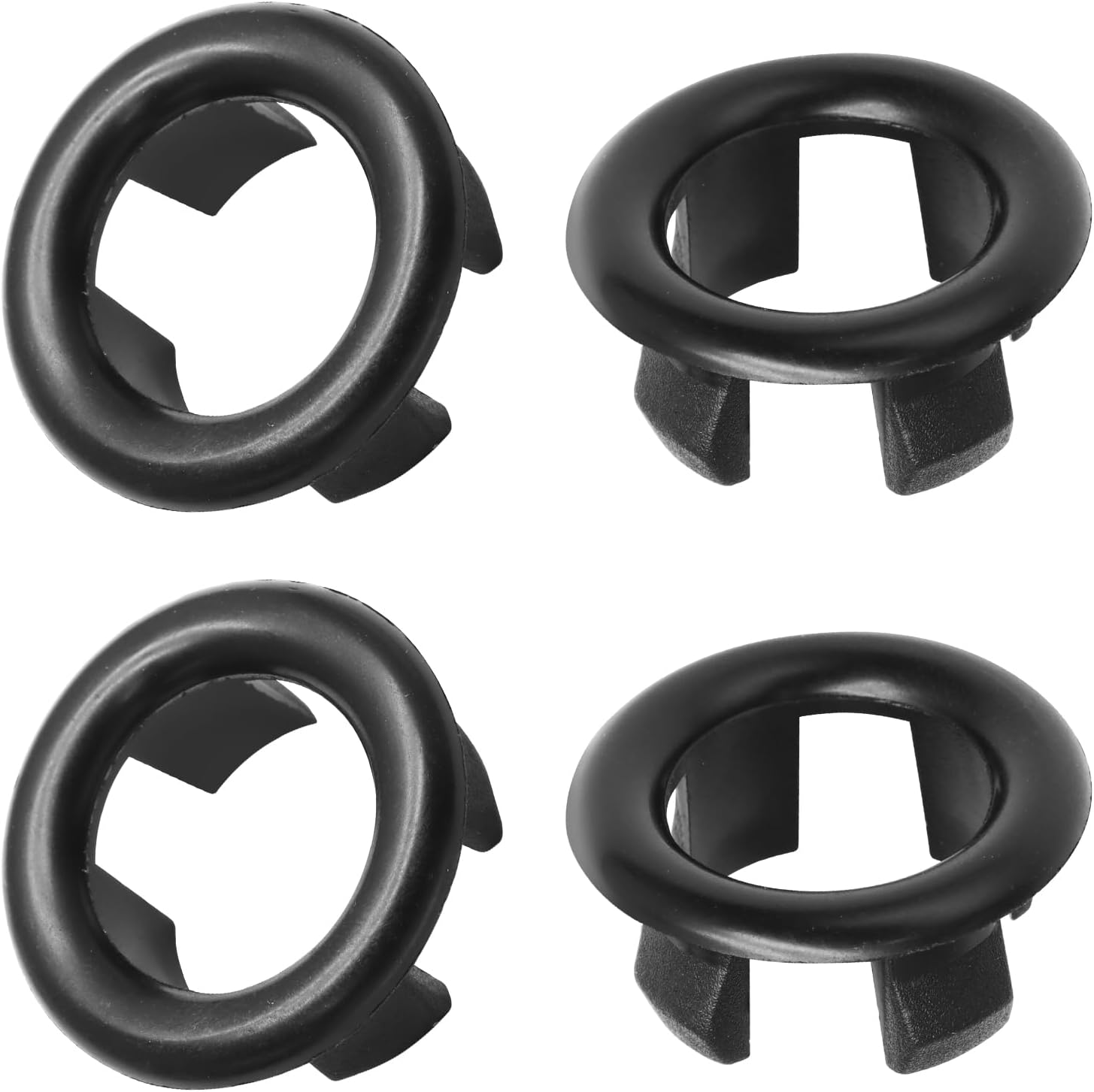 4 Pack Round Hole Trim Overflow Cover, Bathroom Basin Trim Ring Universal Fit Sink Hole Insert in Cap Hollow Ring Triangle for Home/Bathroom/Kitchen (Black)