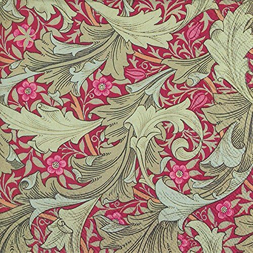Boston International IHR 3-Ply Paper Napkins, 20-Count Cocktail Size, Granville Bordeaux