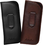 Calabria 2 Pack Soft Slip-In Eyeglass Case Pocket Clip PU Leather Black/Brown Men Women Glasses Pouch Holder Sunglasses Bag