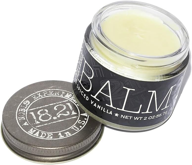 18.21 Man Made Beard Balm for Men, Spiced Vanilla, 2 fl. oz - Premium Grooming Cream with Low Shine for Conditioning and Shaping Beards, Mustaches - Scented Facial Hair Balms, Long-Lasting Moisture