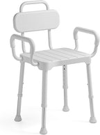 Loyoda Shower Chair for Inside Shower,Bath Chair with Arms and Back,Aluminum Shower Stool for Tub,Slip Resistant Shower Bench,Height-Adjustable Shower Seat with Handles for Seniors,Neutral Gray
