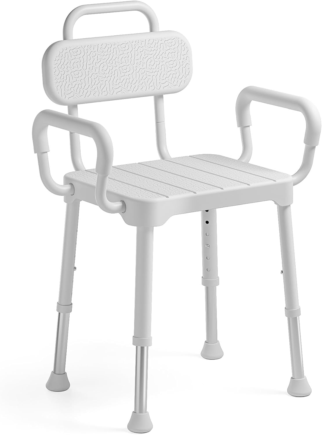 Loyoda Shower Chair for Inside Shower,Bath Chair with Arms and Back,Aluminum Shower Stool for Tub,Slip Resistant Shower Bench,Height-Adjustable Shower Seat with Handles for Seniors,Neutral Gray