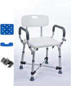 Adjustable Foldable with Back and Arms for Disabled, Elderly and Pregnant, Portable Seat with 330 Lbs Beacapacity - Ideal Bath Stool for Independence and Safety/A-2