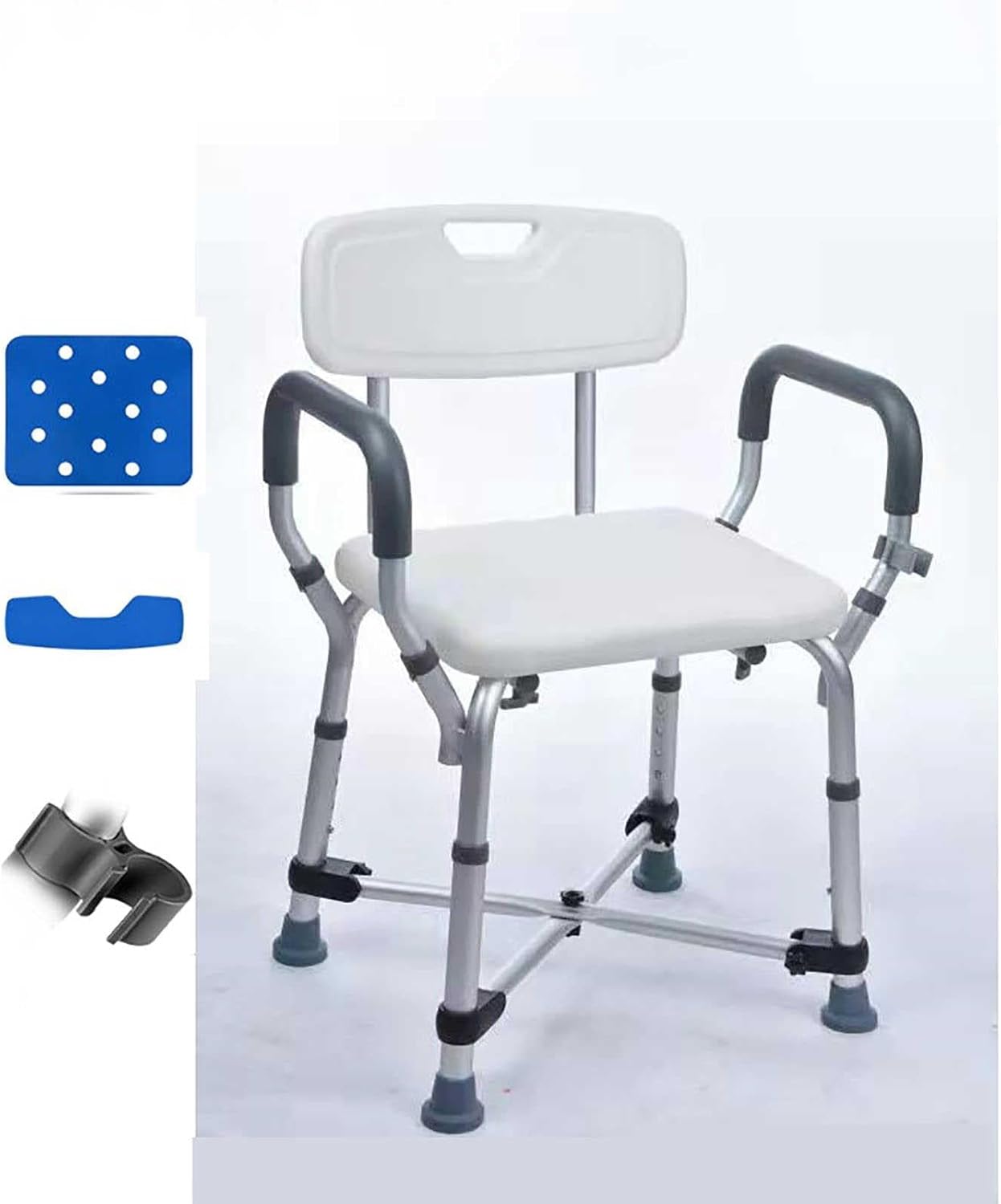 Adjustable Foldable with Back and Arms for Disabled, Elderly and Pregnant, Portable Seat with 330 Lbs Beacapacity - Ideal Bath Stool for Independence and Safety/A-2