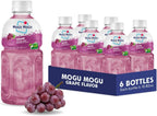 Mogu Mogu Grape Juice Drink with Nata de Coco (Coconut Jelly) – Chewy Fruit Beverage for Kids & Adults, 6 Pack Bottles, 10.82 fl oz Each