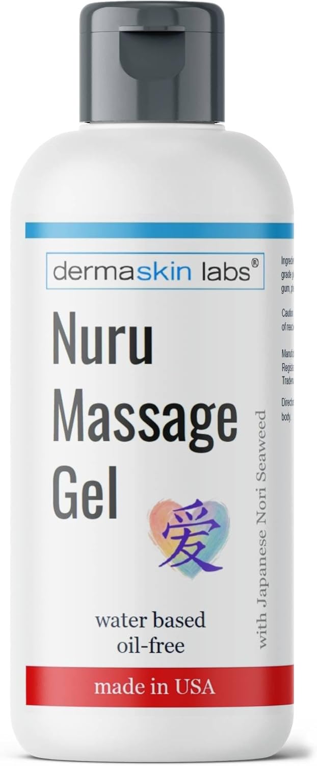 Nuru Massage Gel Body on Body Massage Gel All Natural Water Based Non-Staining Non-Oily Super Slippery for Sore Muscles, Dry Skin with Japanese Nori Seaweed Made in USA