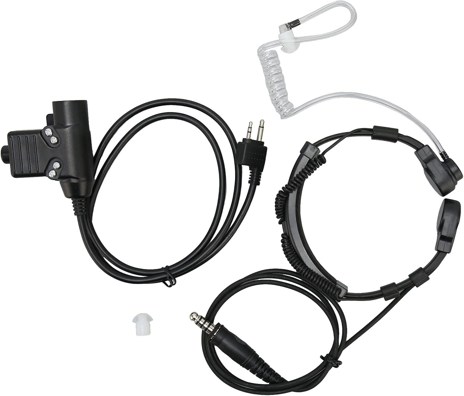 U94 PTT Adapter,U94 PTT Adapter Hands Free Push to Talk Military Adapter Cable Button Walkie Talkie Headset Connector Cable with Throat Mic Earpiece for Alan for Midland Radio