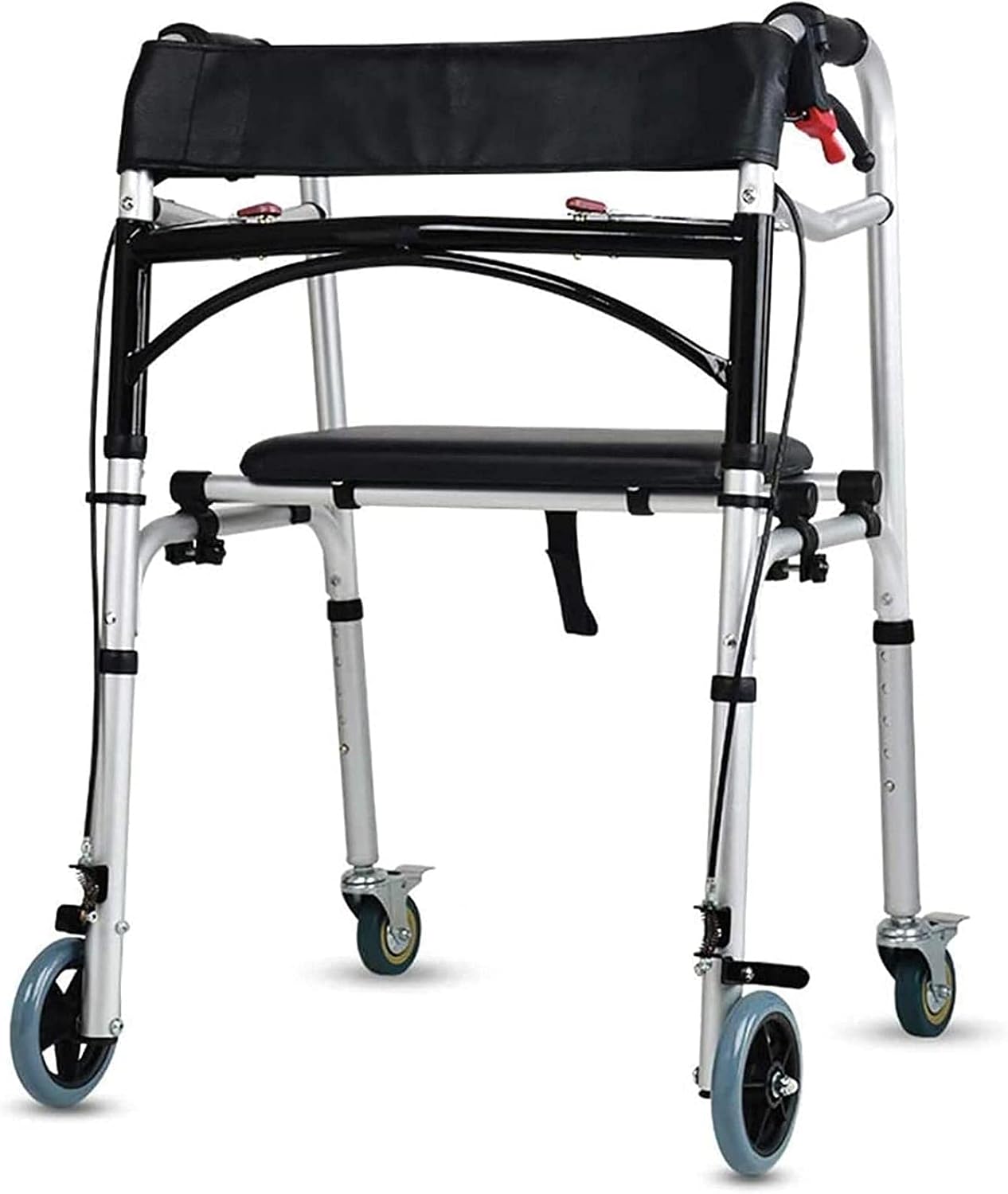 Rollator Walker Folding with Seat, Adjustable Height Four Wheel Walker with Brakes Mobility Aids, for Seniors Elderly