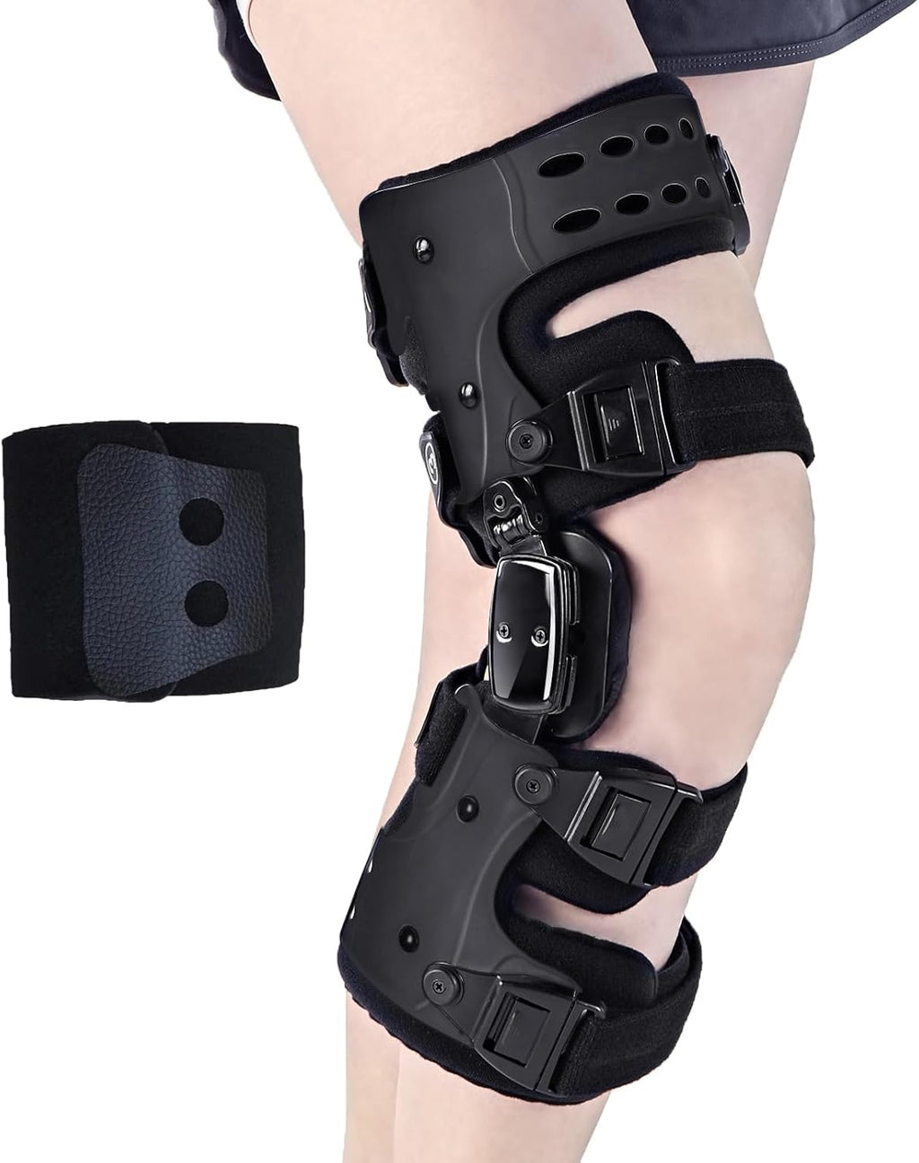 OA Unloader Knee Brace - Arthritis Pain Relief, Osteoarthritis, Bone on Bone Knee Joint Pain, Cartilage Defect Repair, Avascular Necrosis Hinged, Degeneration (Black Right)