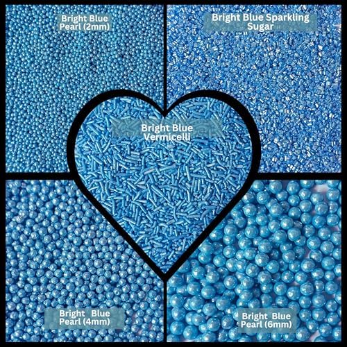 Confect Christmas Sprinkles – Assorted Pack of 5 (Friday Evening Party Bright Blue Mix with Dragees, Jimmies & Sparkling Sugar) | Edible Sprinkles for Cakes & Cupcake Decoration | Vegan, Gluten-Free, Nut-Free, Soy-Free, Dairy-Free, Palm Oil-Free- 5 Oz