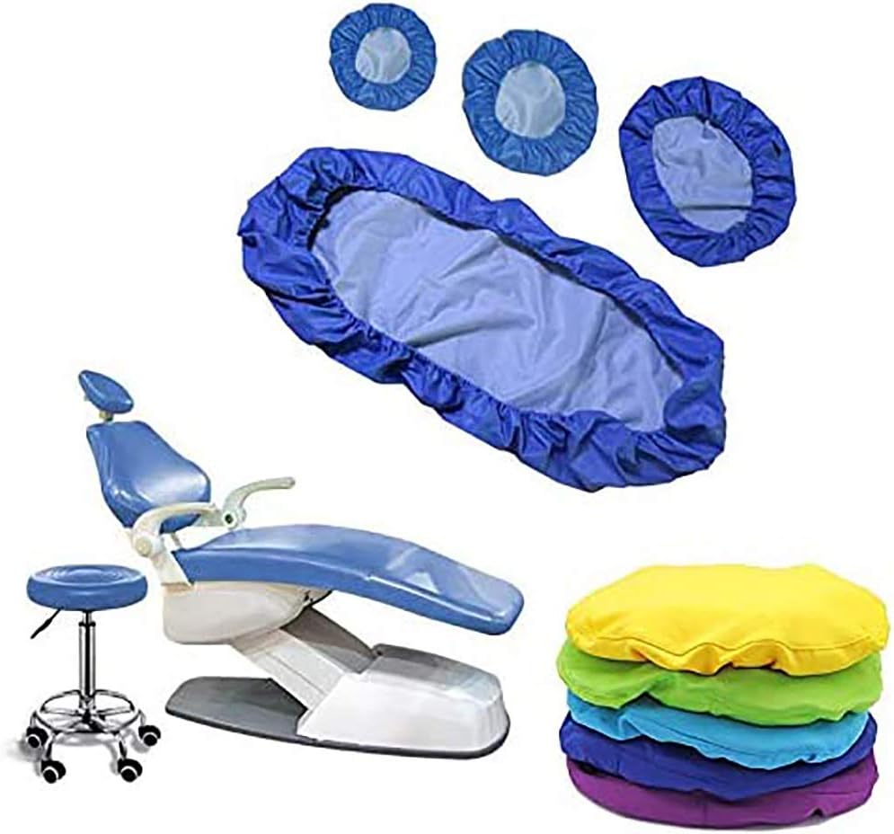 Dental Chair Covers - Protective Full Dental Chair Cover - Dental PU Leather Unit 4Pcs/Set Dental Chair Seat Cover Chair Cover Elastic Waterproof Protective Case Protector Dentist Equipme