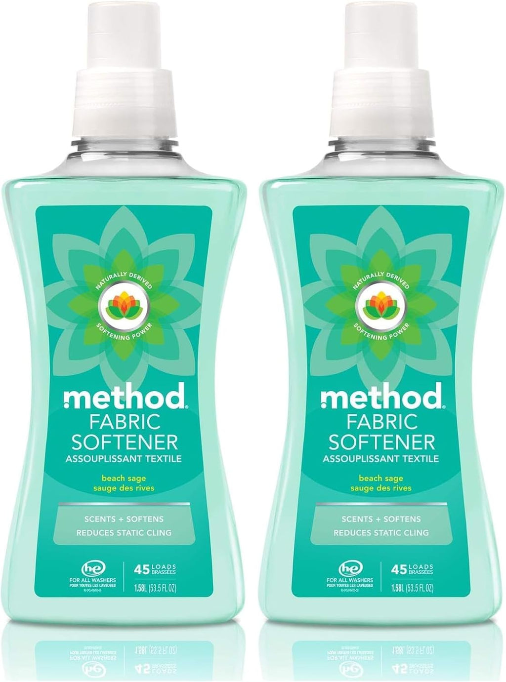 Method Fabric Softener; Beach Sage; 53.5 Ounces; 45 Loads; 2 pack; Packaging May Vary