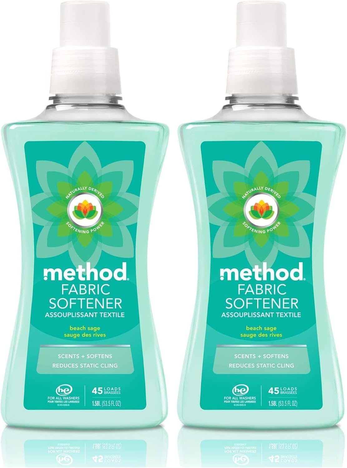 Method Fabric Softener; Beach Sage; 53.5 Ounces; 45 Loads; 2 pack; Packaging May Vary