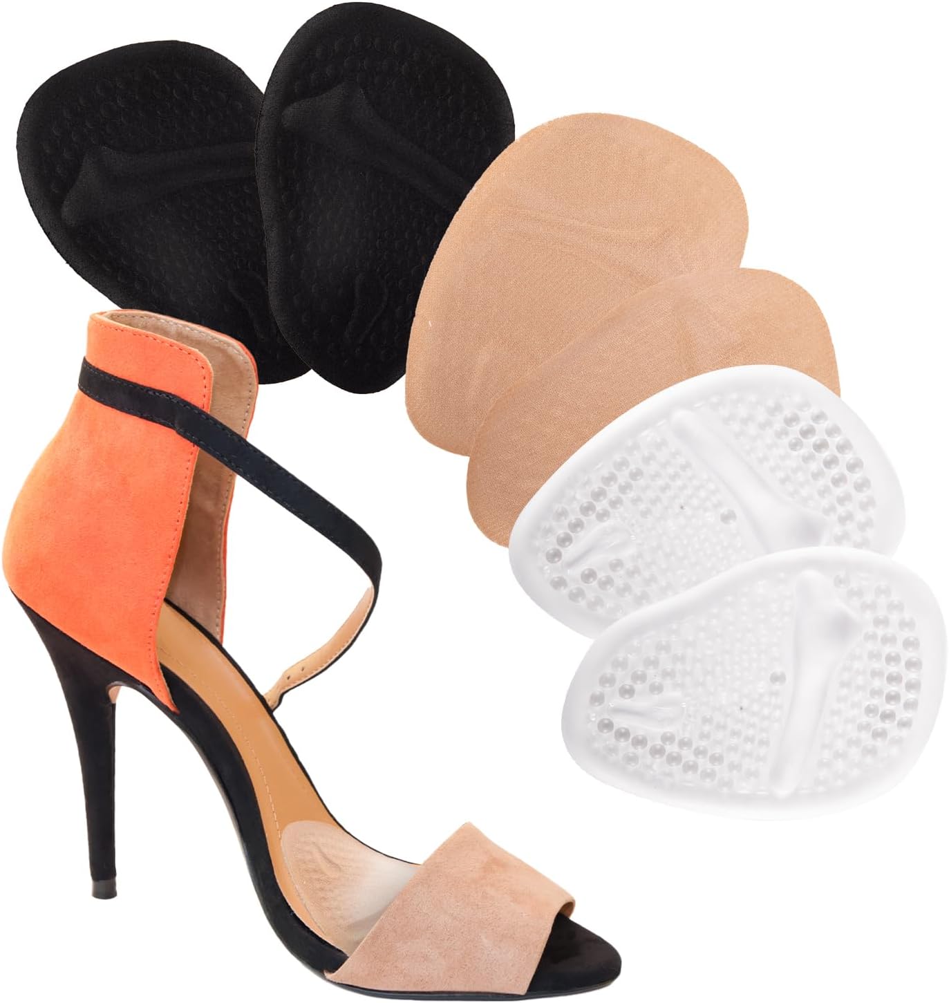 3 Pairs Ball of Foot Cushions, Metatarsal Pads Women, Heel Inserts for Women, Foot Pads Gel Shoe Inserts, Non Slip Heel Pads, High Heel Cushions for Foot Pain Relief and Comfort,One Size Fits All