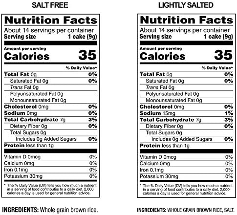 Quaker Large Rice Cakes, Gluten Free, Lightly Salted + Salt Free Variety Pack, 4.47 Ounce (Pack of 6)