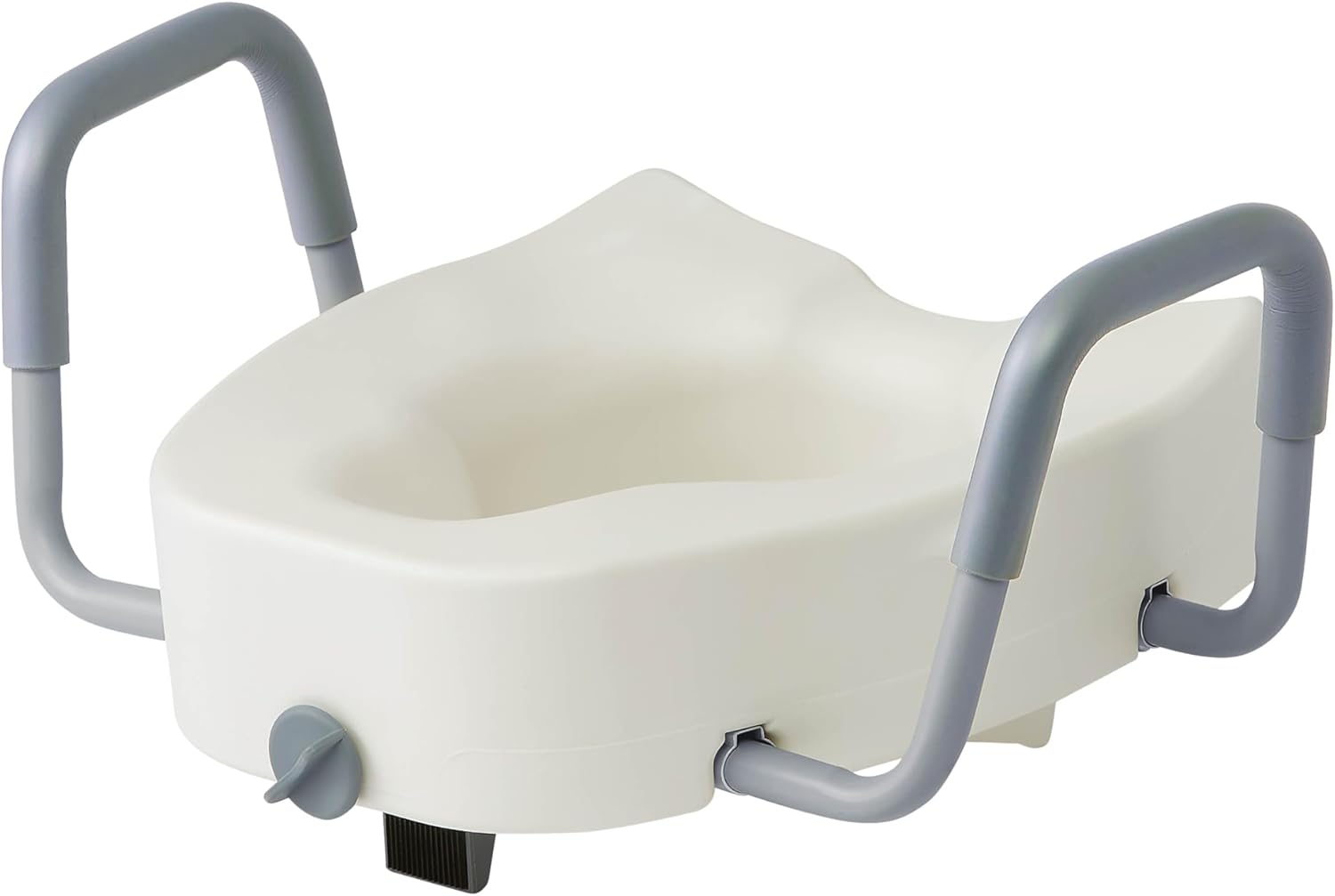 Medline 5" Elongated Raised Toilet Seat, with Lock and Removable Padded Arms- A Medical Seat for Seniors, Elderly, Adults, or Post-Surgery Recovery