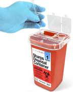 Sharps Containers for Home Use - 1 Quart (1-Pack) Biohazard Syringe and Needle Disposal Containers - Small Sharps Box for Travel and Professional Use
