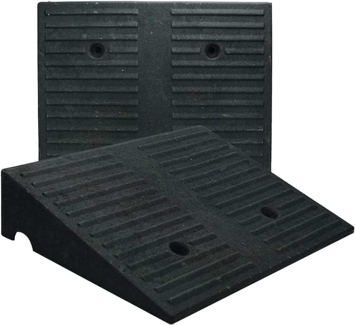 3.9" Rise 2pack Rubber Curb Ramps for Driveway Doorway Shed Threshold Wheelchair, Truck Car Motorcycle Bike Cart Lawn Mowers Angled Step Entry in Ramp, 7000lbs Heavy Duty Powersports Loading Ramp