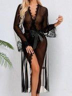 Lingerie for Women Sexy Long Lace Kimono Robe Mesh Chemise Lace Gown Swimsuit Cover Up